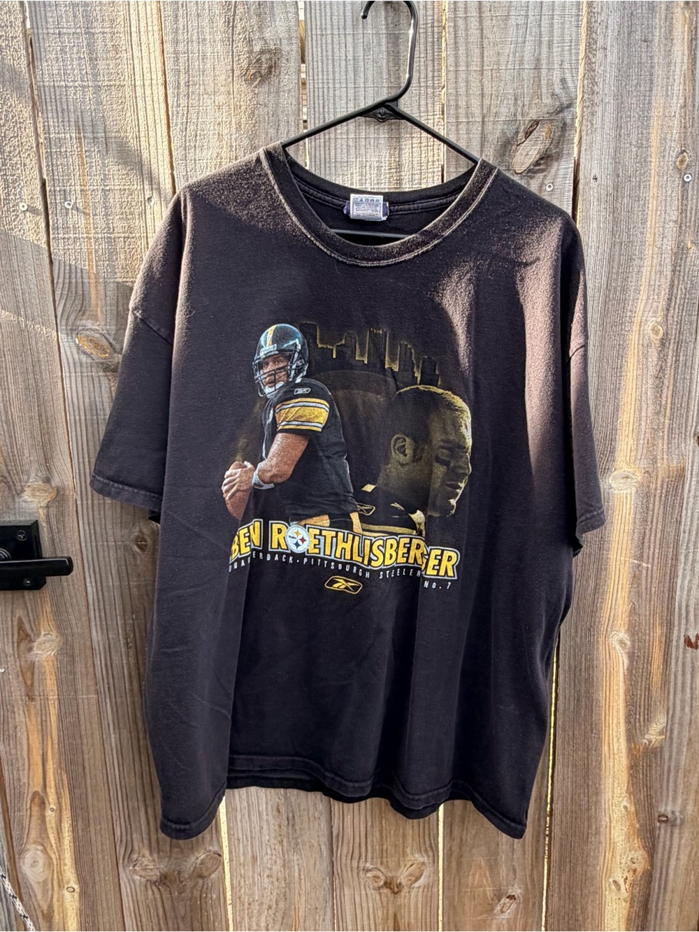 Vintage Reebok Black Pittsburgh Steelers Ben Roethlisberger Graphic Tee Size XL